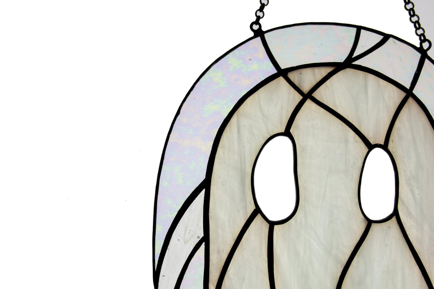 Stained glass suncatcher Ghost window hanging Stained glass decoration Fany gift Bedroom decor Garden hanging White glass Wall decor