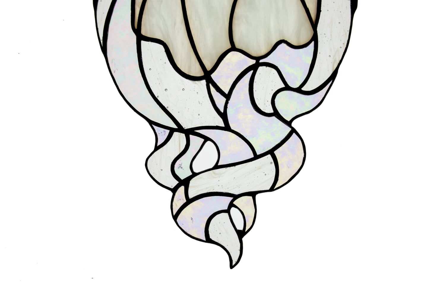 Stained glass suncatcher Ghost window hanging Stained glass decoration Fany gift Bedroom decor Garden hanging White glass Wall decor