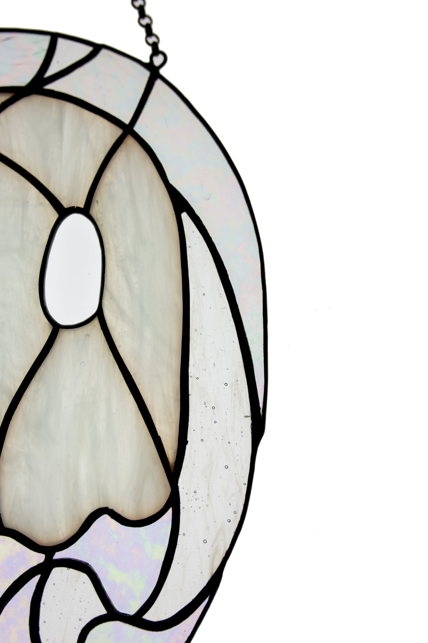 Stained glass suncatcher Ghost window hanging Stained glass decoration Fany gift Bedroom decor Garden hanging White glass Wall decor