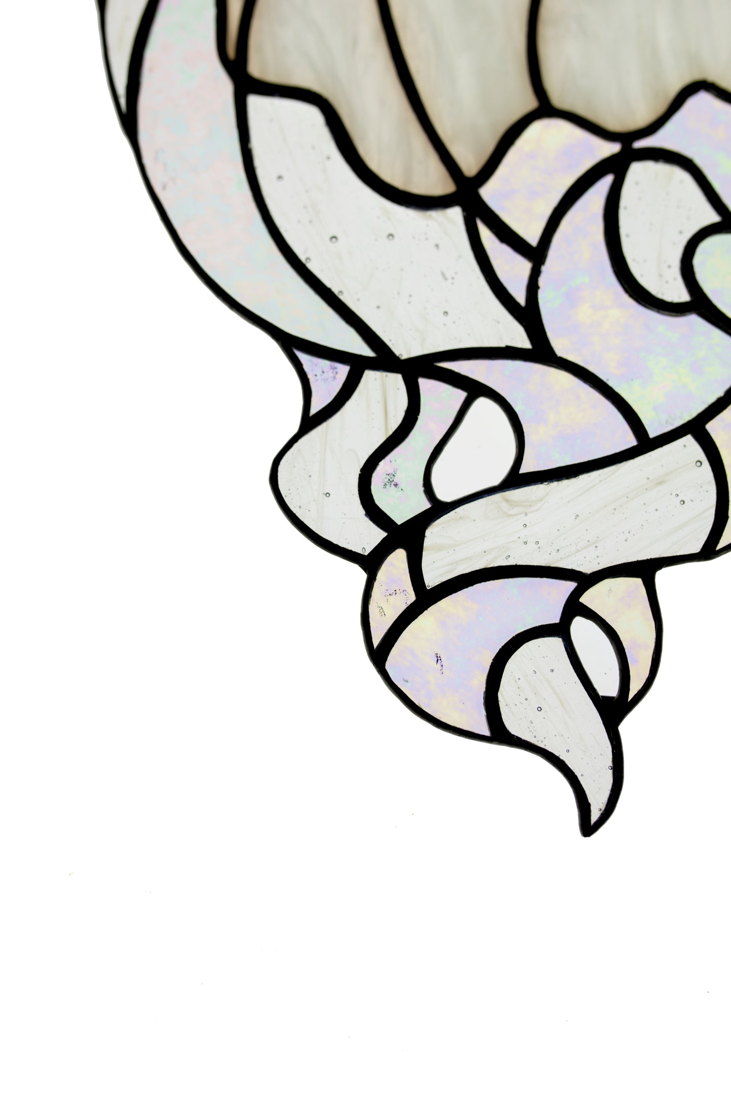 Stained glass suncatcher Ghost window hanging Stained glass decoration Fany gift Bedroom decor Garden hanging White glass Wall decor