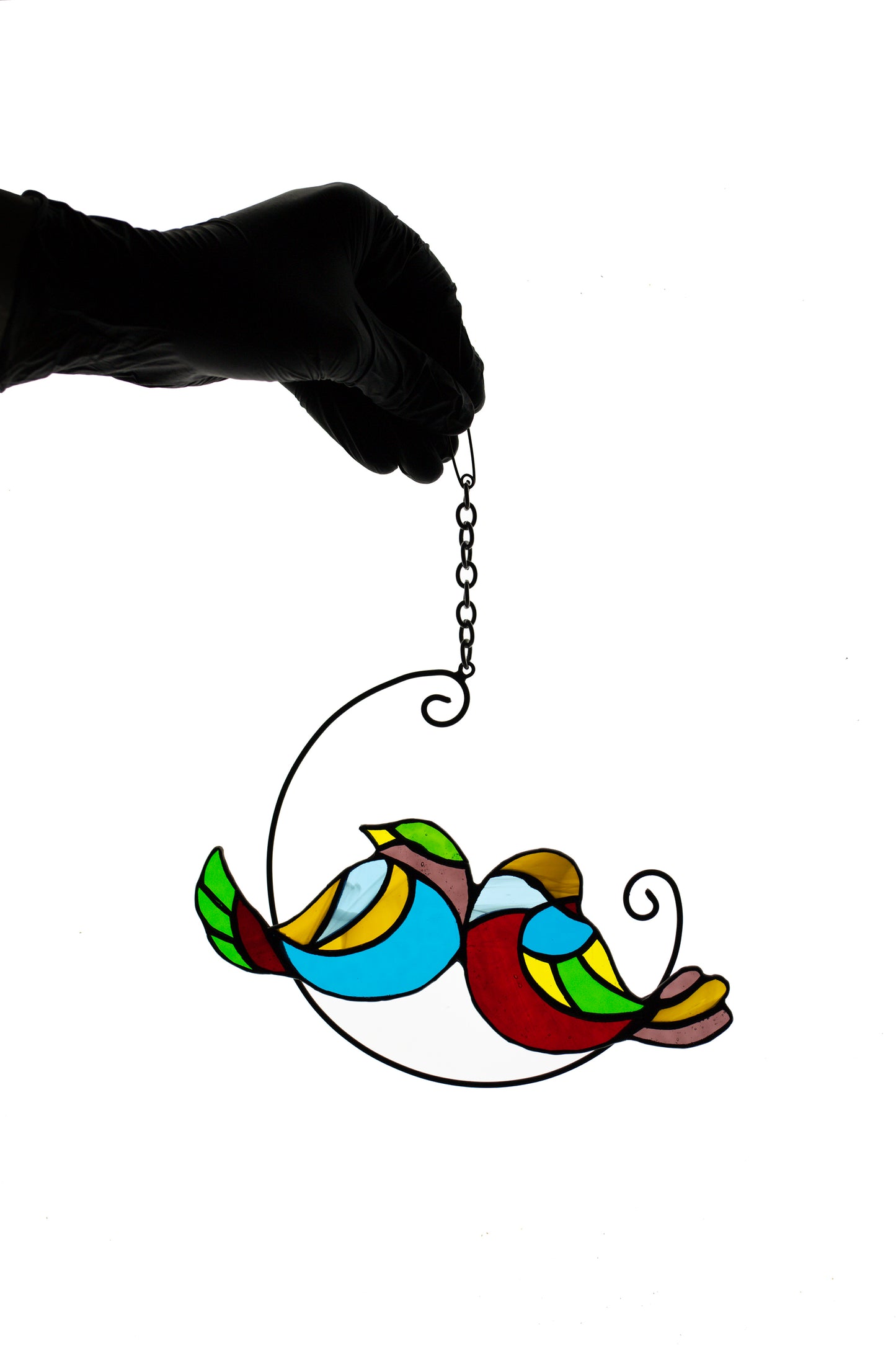 Suncatcher Two birds on branch stained glass window hanging Stain glass suncatcher Glass decor Friendly gift Wall decor