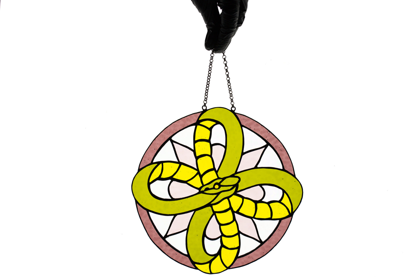 Stained glass suncatcher Infinity snake mandala suncatcher Stained glass window hanging Home decor Birthday gift Garden decor Round hanging