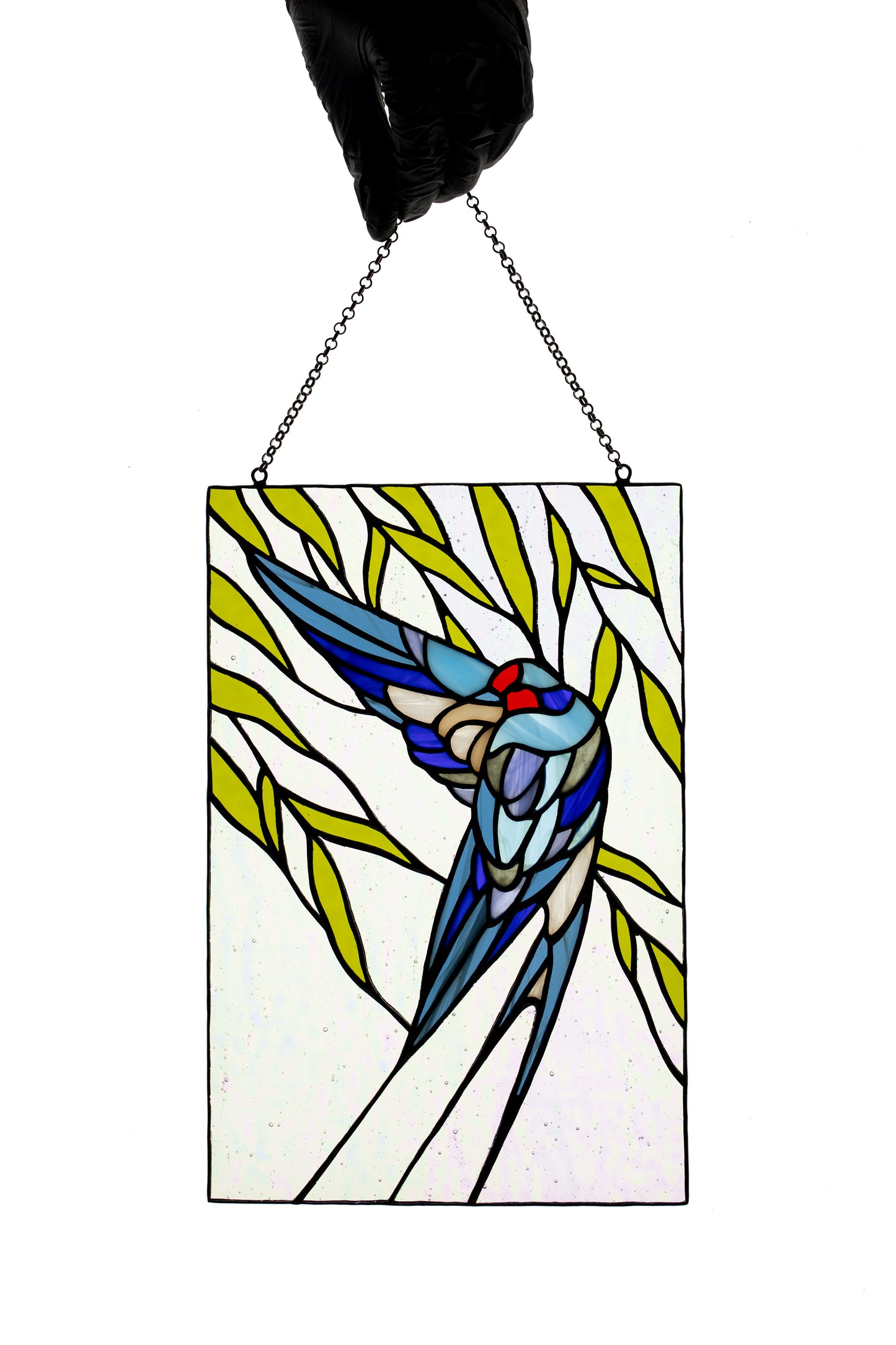 Stained glass panel Window hanging suncatcher Floating Swallow Stain glass hanging Living room decor Mother's day gift Wall decor Glass bird
