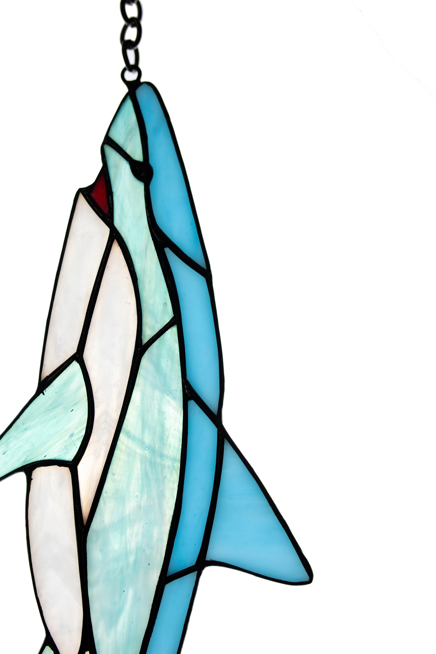 Suncatcher Stained glass window hanging Garden decor Shark window hanger Wall art Stain glass pendant Gift idea