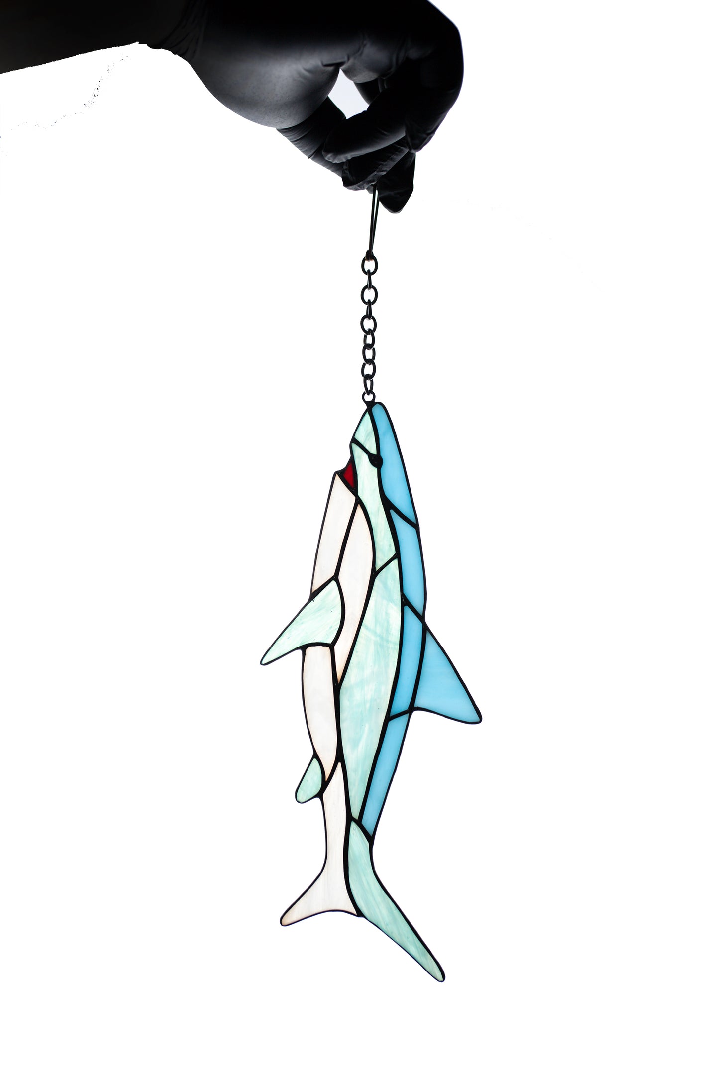 Suncatcher Stained glass window hanging Garden decor Shark window hanger Wall art Stain glass pendant Gift idea