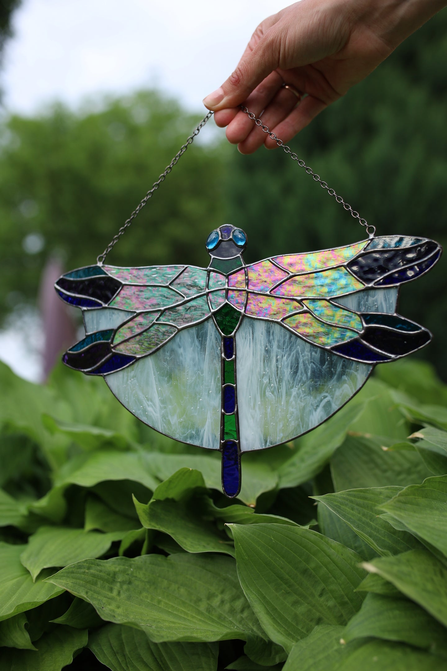 Stained glass suncatcher Dragonfly window hanging Stained-glass home Mother's day gift decor Glass window pendant