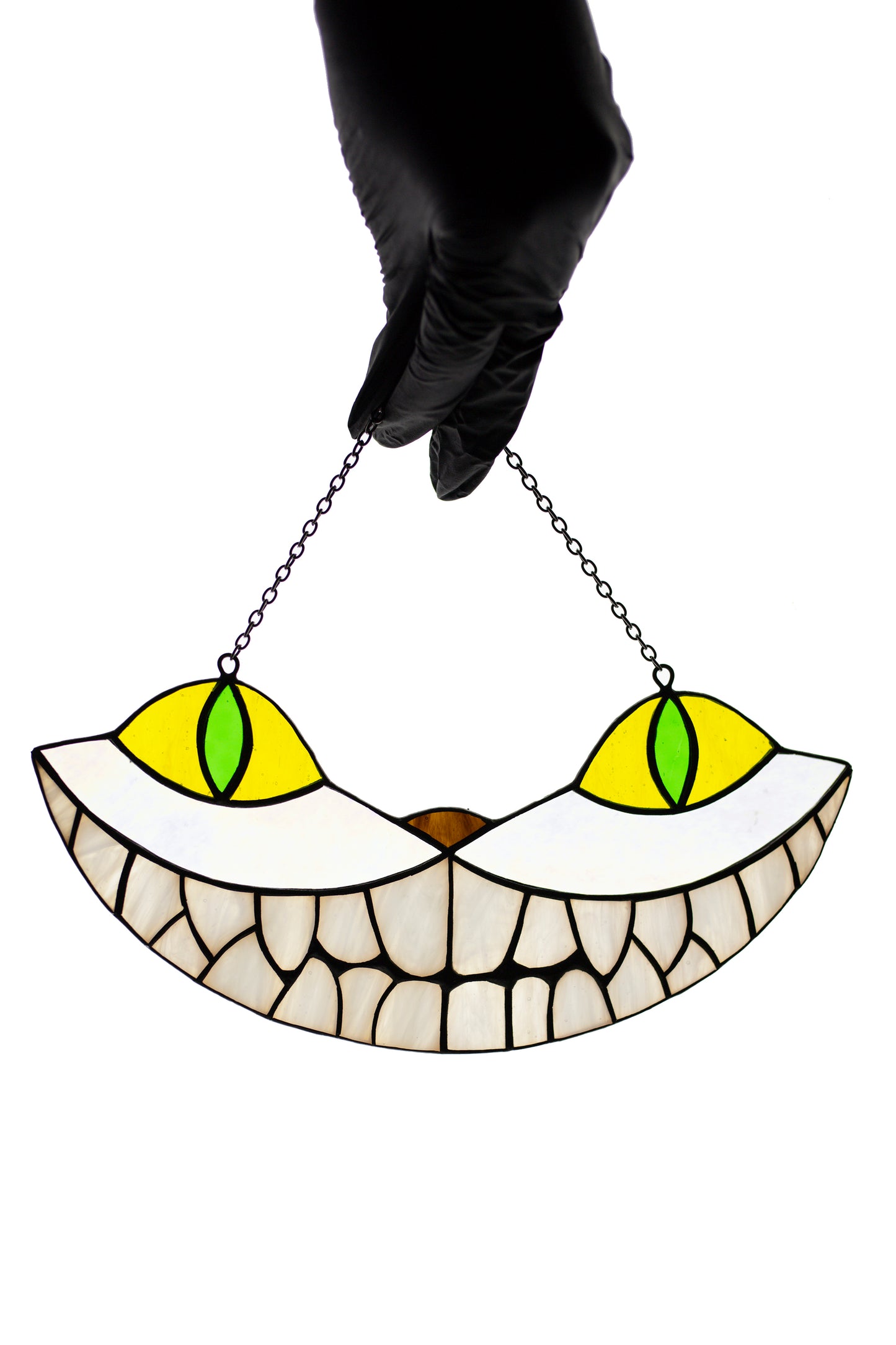Cheshire Cat Suncatcher Stained glass window hanging Alice in the Wonderland Stained glass window Wall art hanging Gift idea Garden decor Christmas gift