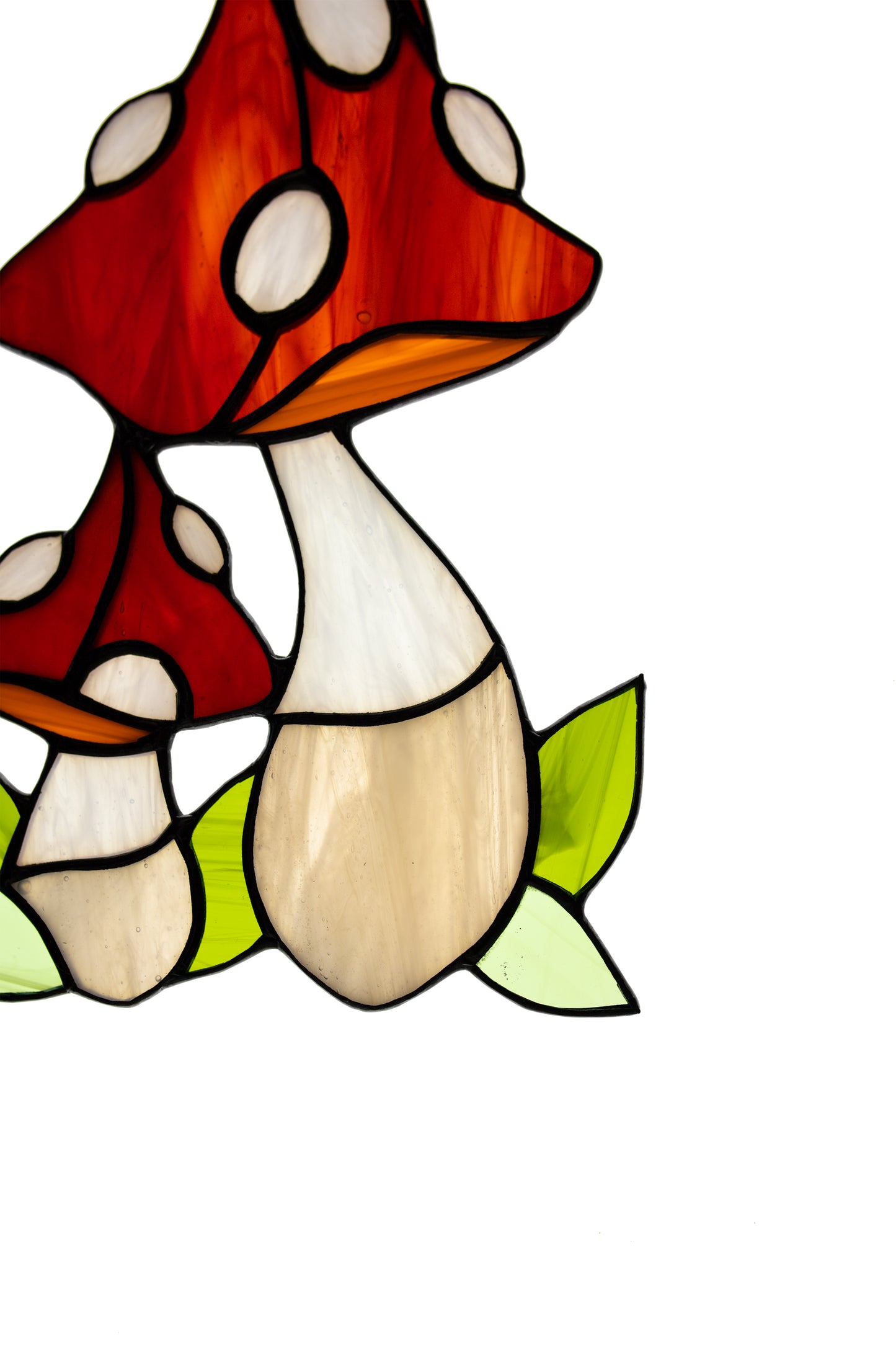 Stained glass suncatcher Glass mushroom Stain glass window hanging Forest plants Wall decor Friendly gift Kitchen decor Garden hanging