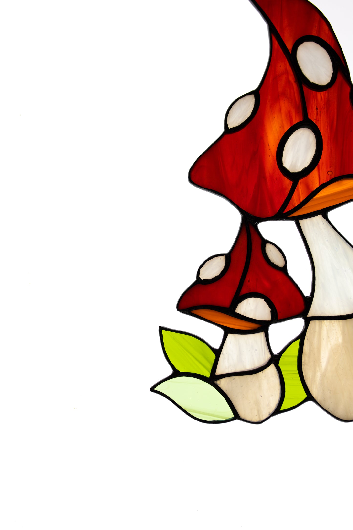 Stained glass suncatcher Glass mushroom Stain glass window hanging Forest plants Wall decor Friendly gift Kitchen decor Garden hanging