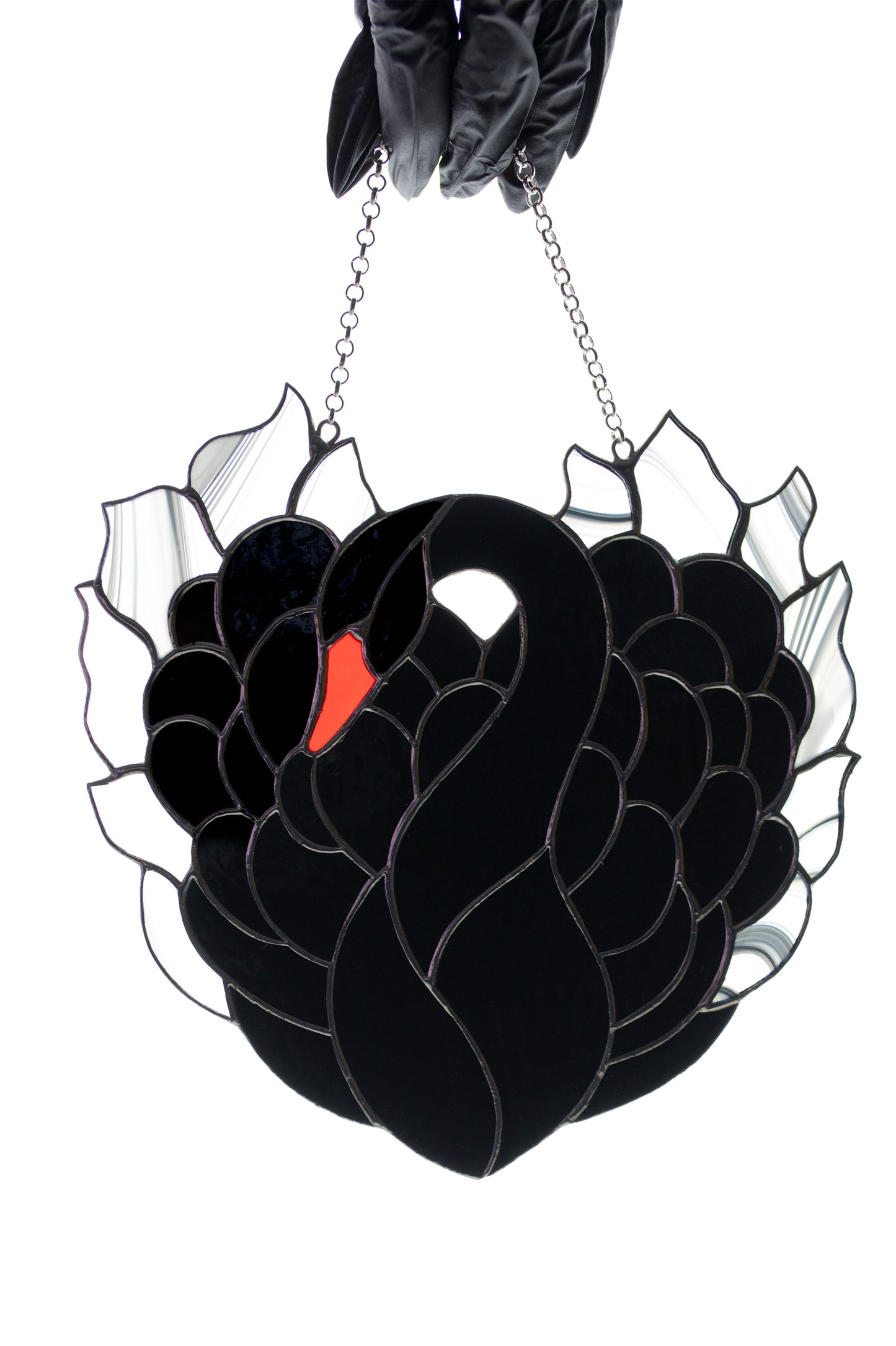 Black Swan stained glass suncatcher Glass bird window hanging Home decor Window hanger Mother's day gift  Christmas gift