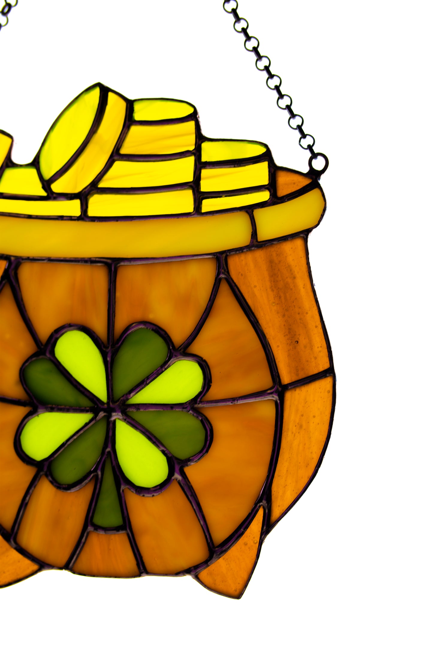 Stained glass suncatcher Leprechaun pot full of gold Protective amulet Window hanging Irish decor Mother's day gift
