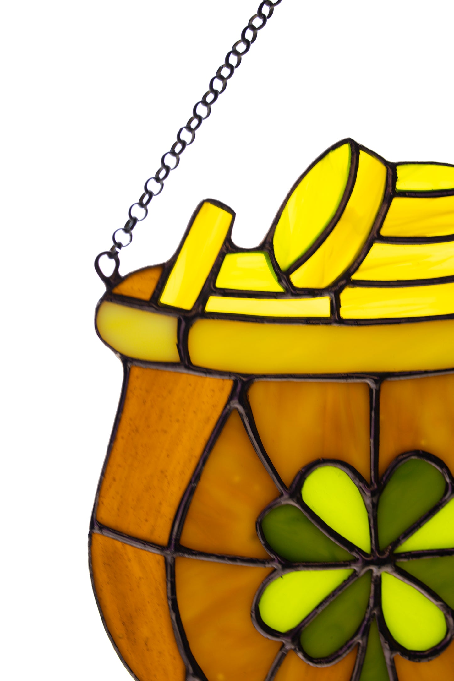 Stained glass suncatcher Leprechaun pot full of gold Protective amulet Window hanging Irish decor Mother's day gift