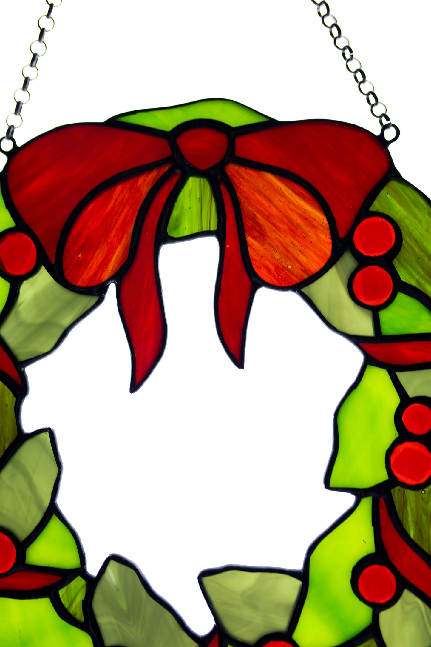 Stained glass window hanging Christmas wreath Suncatcher Wall decor Custom stained glass Christmas gift Door decor Garden hanging Glass art