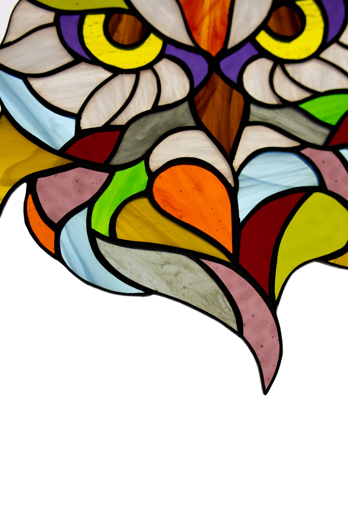 Stained glass suncatcher Owl window hanging Garden decor Stain glass panel Wall decor Stained glass art Glass bird Refined gift Wall art