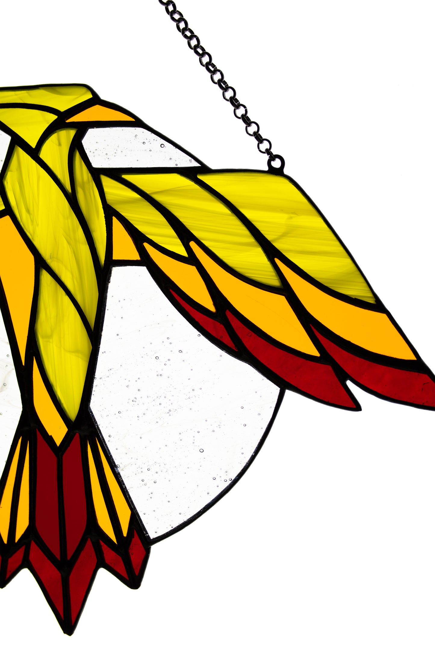 Stained Glass Phoenix Bird Suncatcher – Handmade Fire Bird Window Hanging