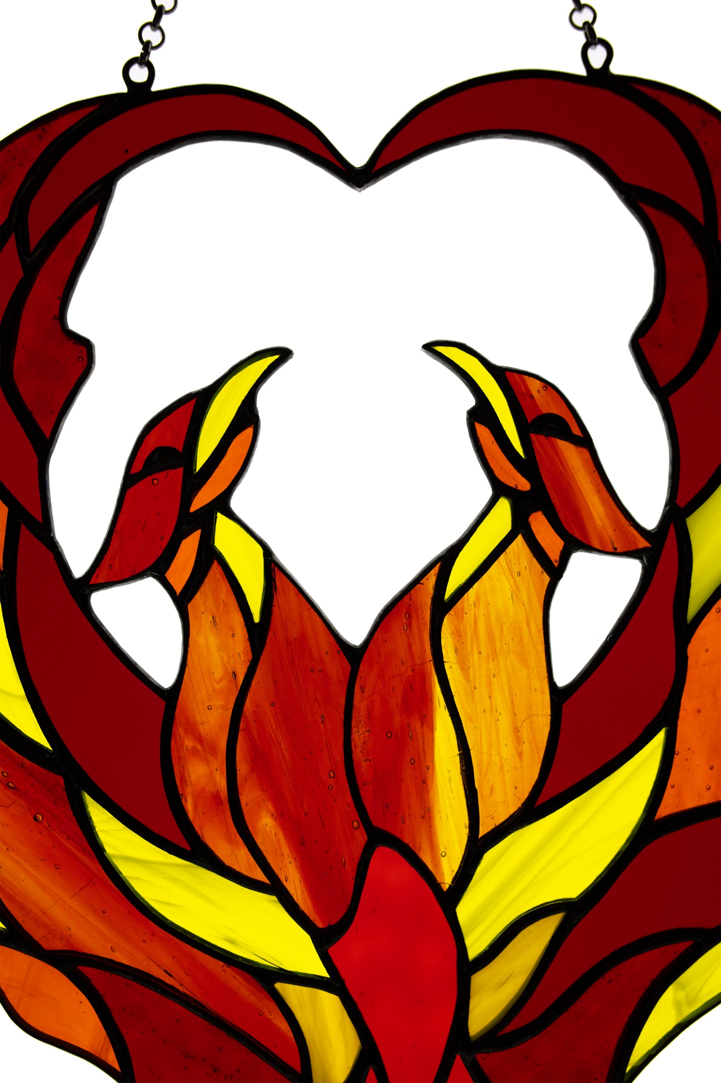Phoenix suncatcher Stained glass window hanging Gift for Twins Love gift Glass art Flame firebird Mother's day gift