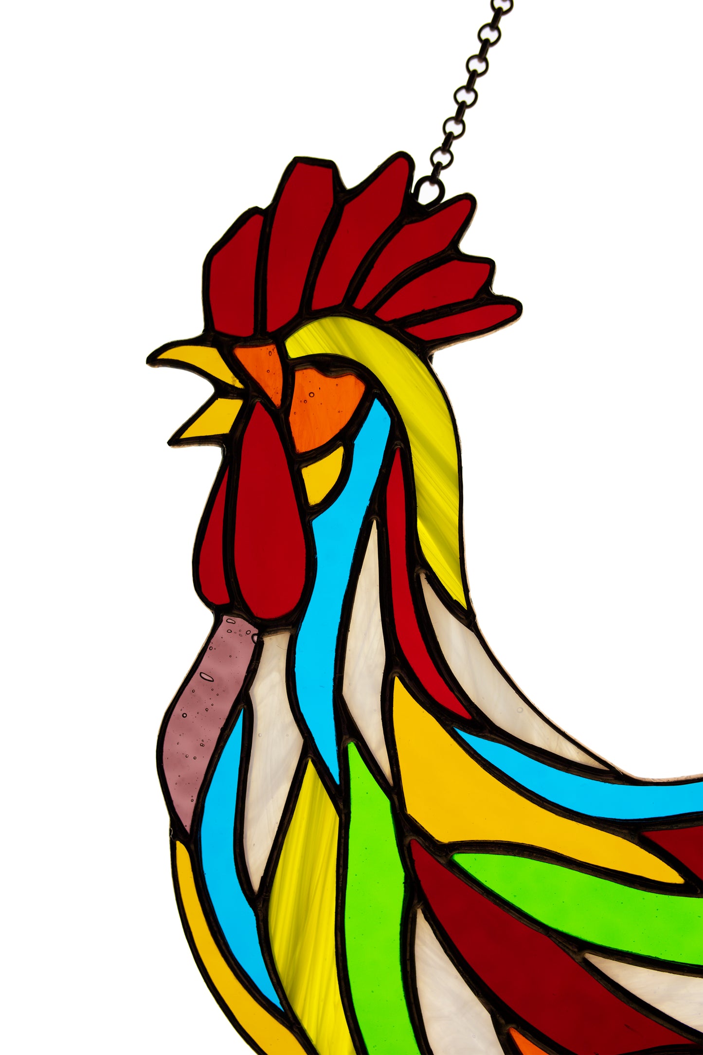 Stain glass suncatcher Rooster window hanging Stained glass bird Garden decor Glass chicken Wall decor Friendly gift