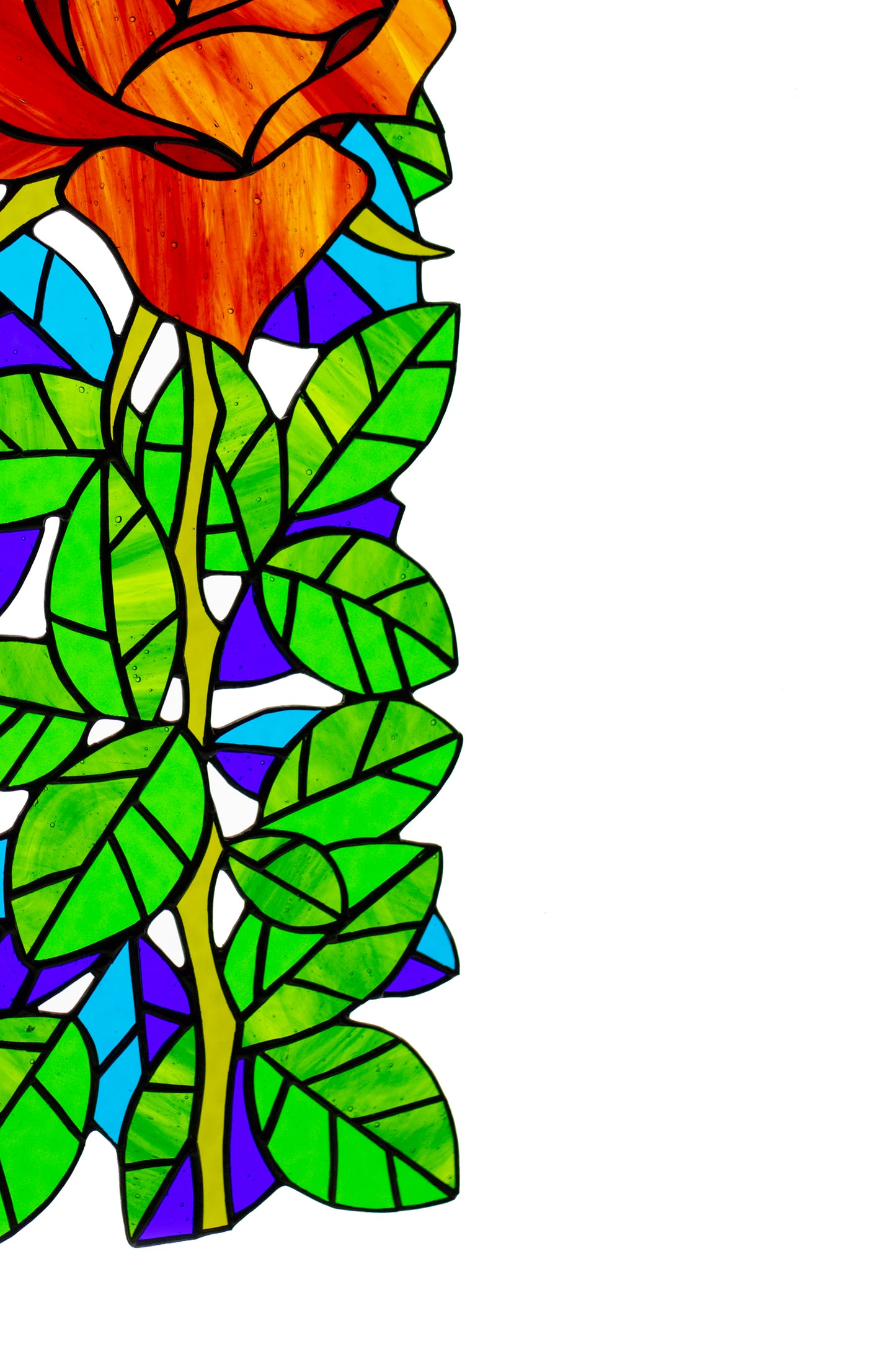 Suncatcher Stained glass rose Wall decor Stain glass panel Window hanging suncatcher Red rose Birthday gift Glass flower Garden decor
