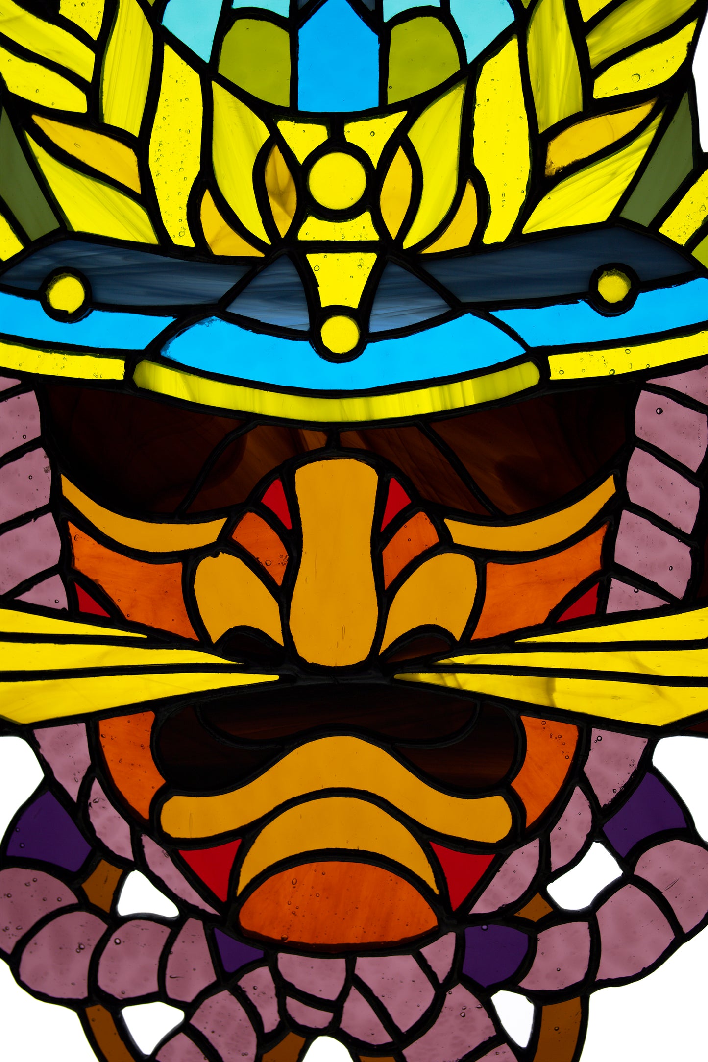 Stained glass window hanging Suncatcher Samurai face Stain glass art Wall decor Tiffany style Custom stain glass panel Glass mask Xmas gift
