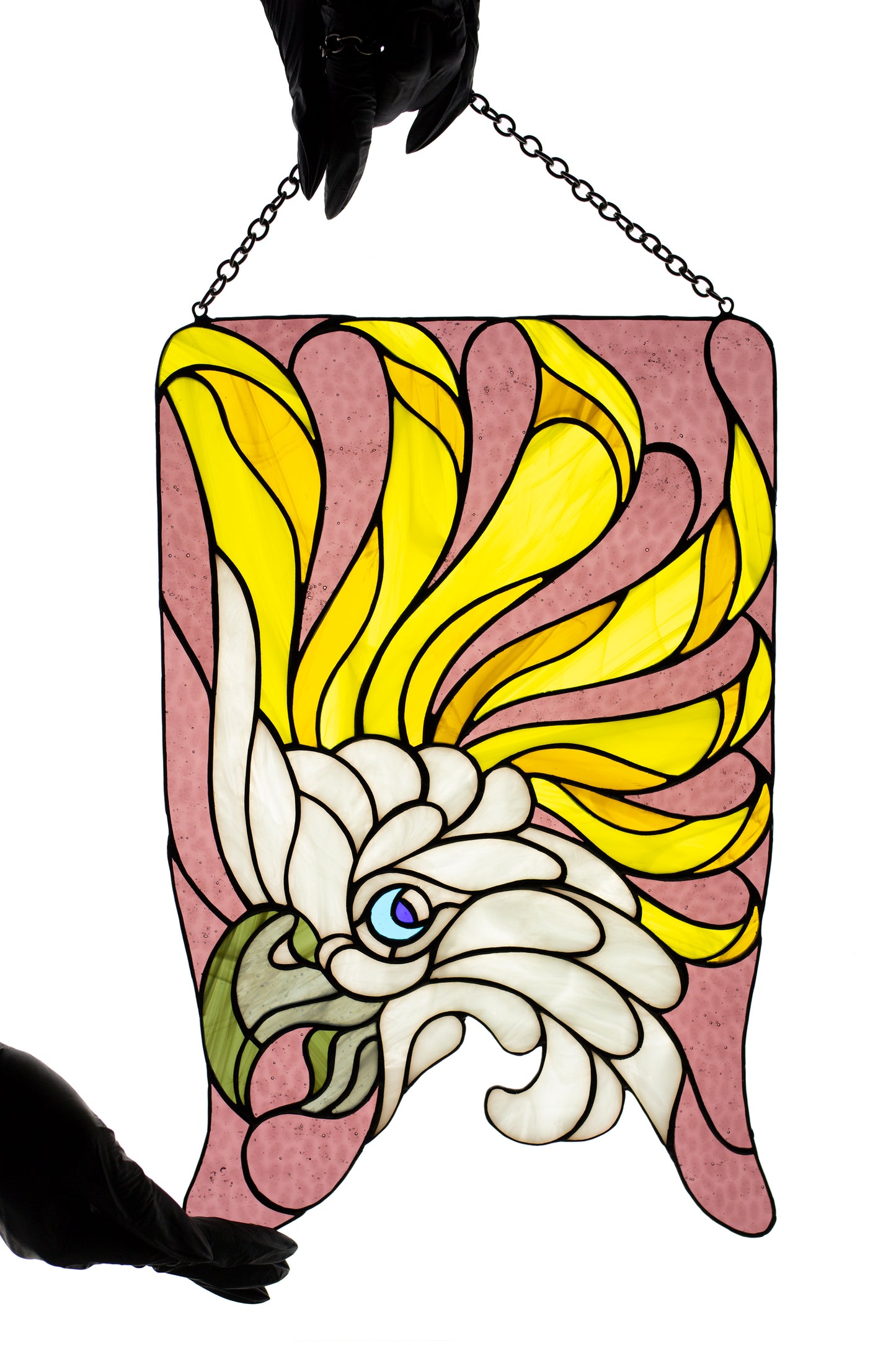 Parrot stain glass panel Window hanging suncatcher Housewarminggift Stained glass decor Glass bird Wall decor