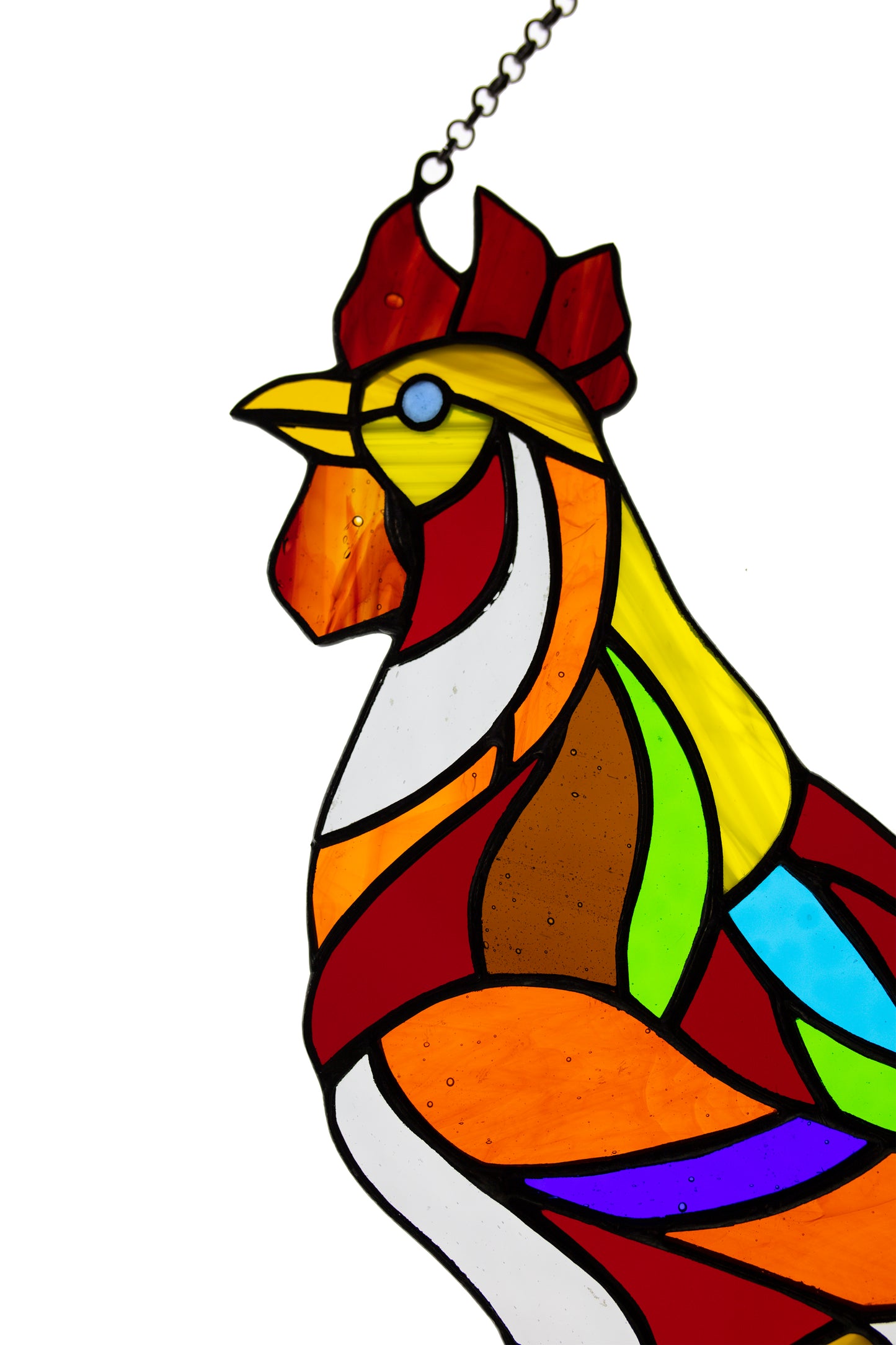 Stained glass window hanging Rooster suncatcher Stained glass art Garden decor Mother's day gift
