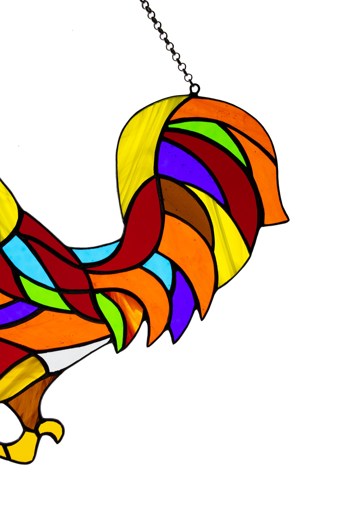 Stained glass window hanging Rooster suncatcher Stained glass art Garden decor Mother's day gift
