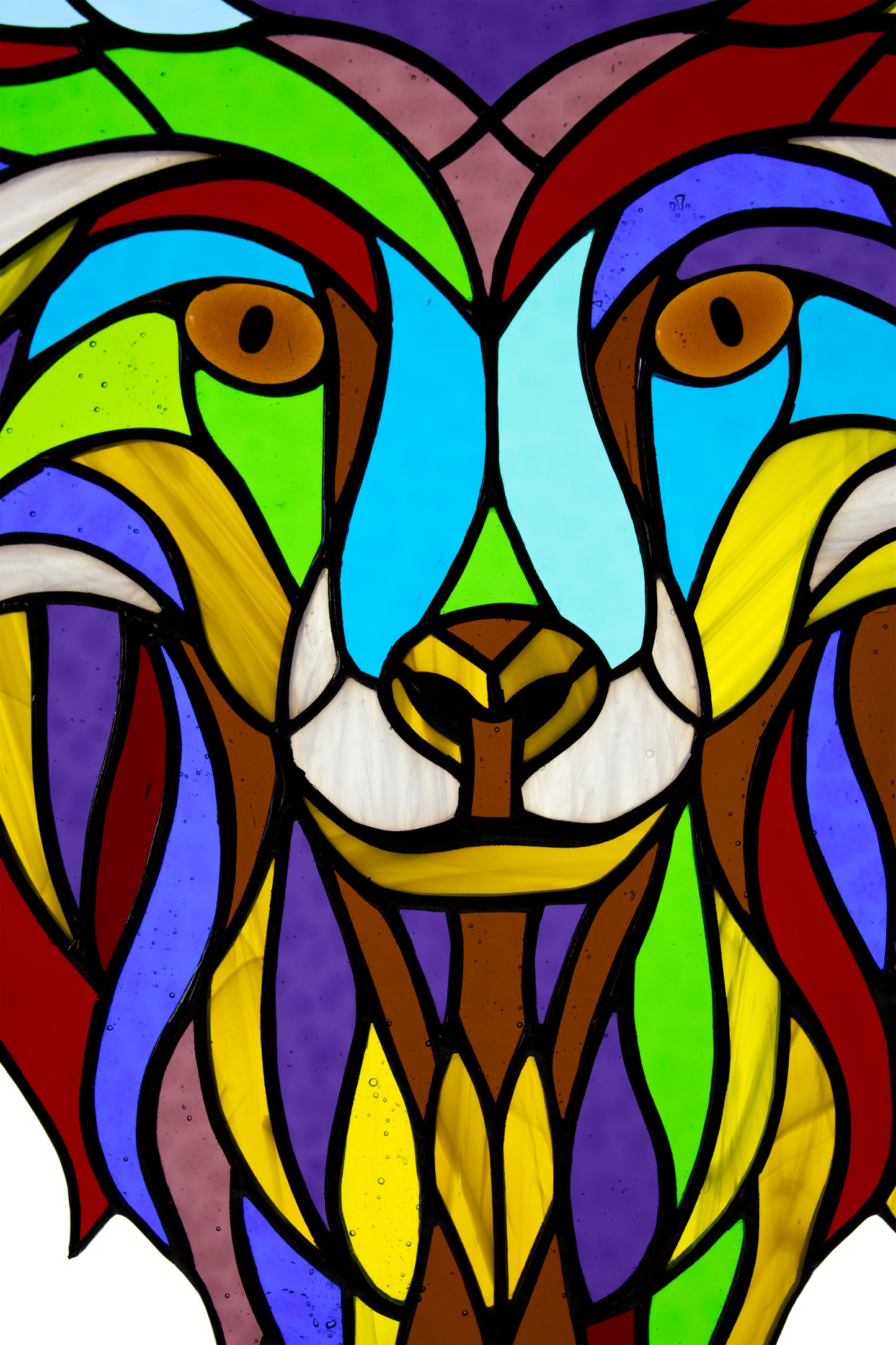 Suncatcher Stained glass window hanging Wolf glass Pop art Stained glass panel Wall decor Gift for him Stain glass pendant