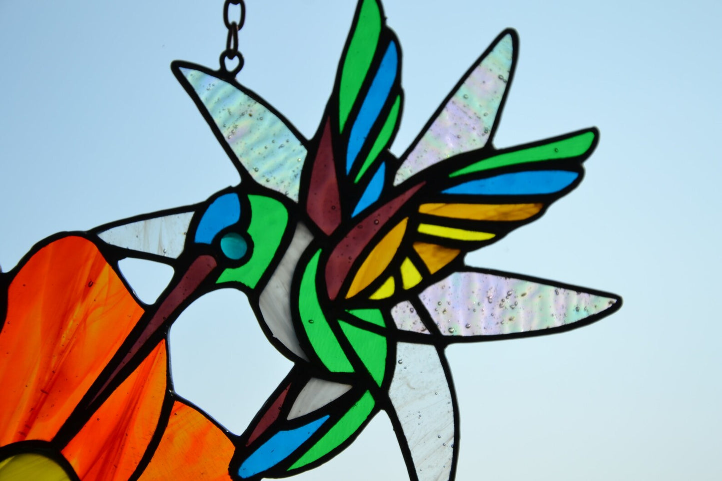 Stained glass Hummingbird Window suncatcher hanging Stain glass bird Colibri Fused glass art