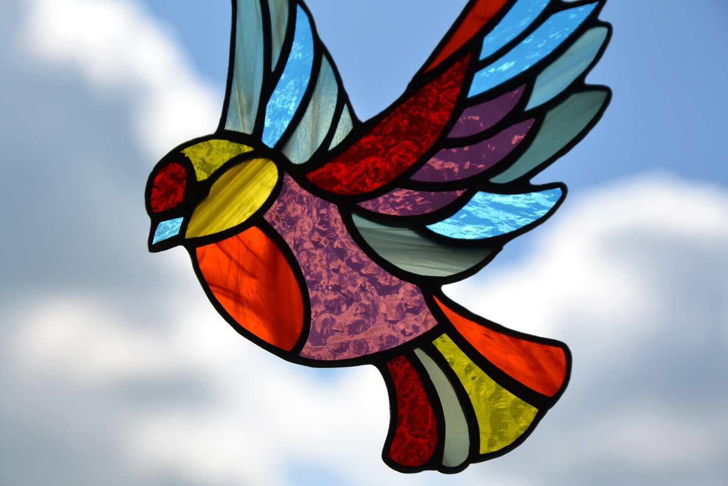 Set of 3 suncatchers Stained glass birds Stain glass composition Window hanging stain glass sun catchers Gift kit Stained glass panel