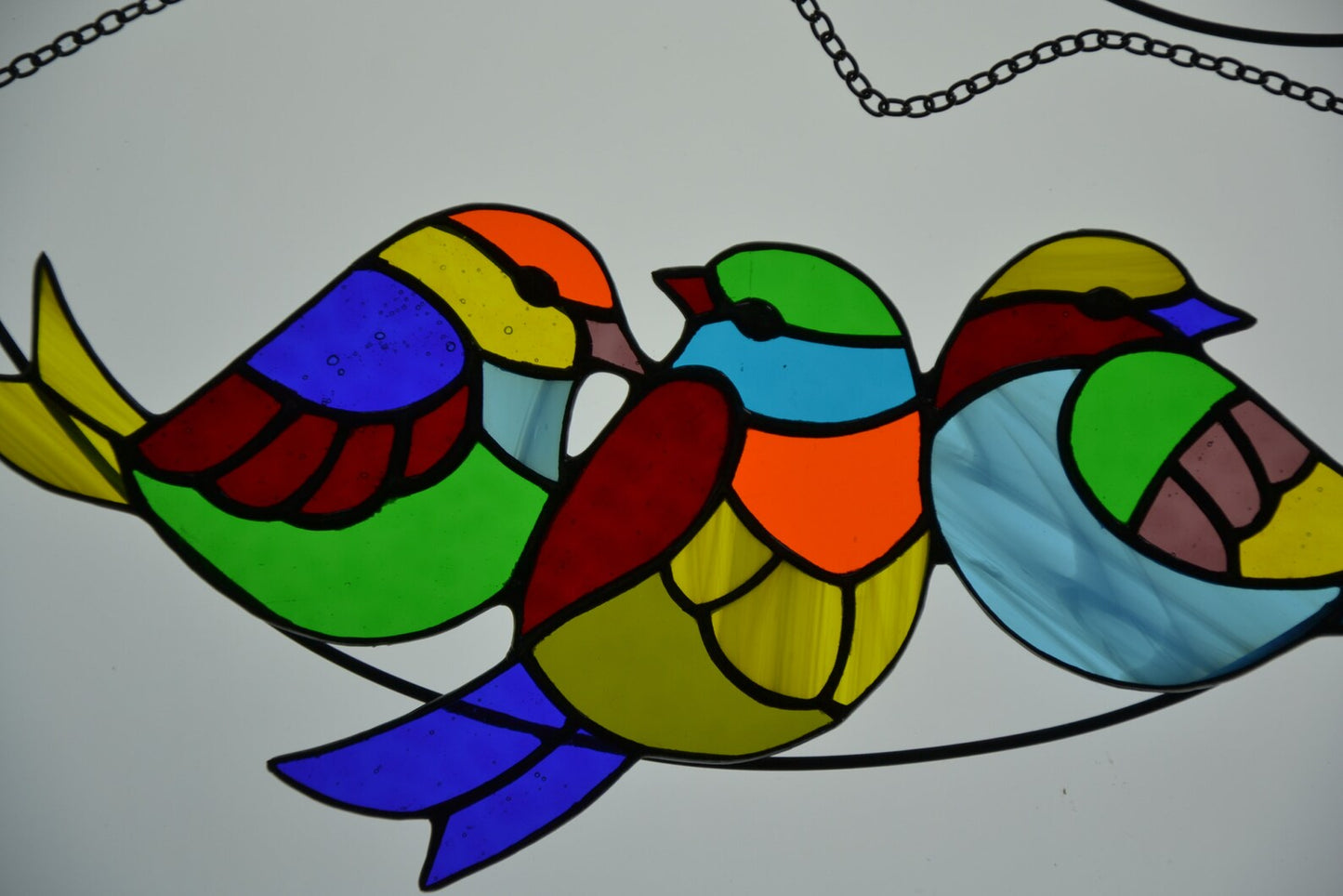 Set of 3 suncatchers Stained glass birds Stain glass composition Window hanging stain glass sun catchers Gift kit Stained glass panel