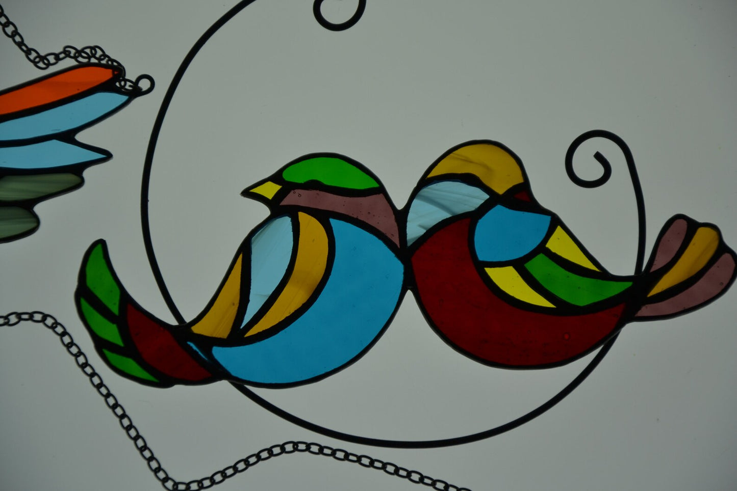 Set of 3 suncatchers Stained glass birds Stain glass composition Window hanging stain glass sun catchers Gift kit Stained glass panel