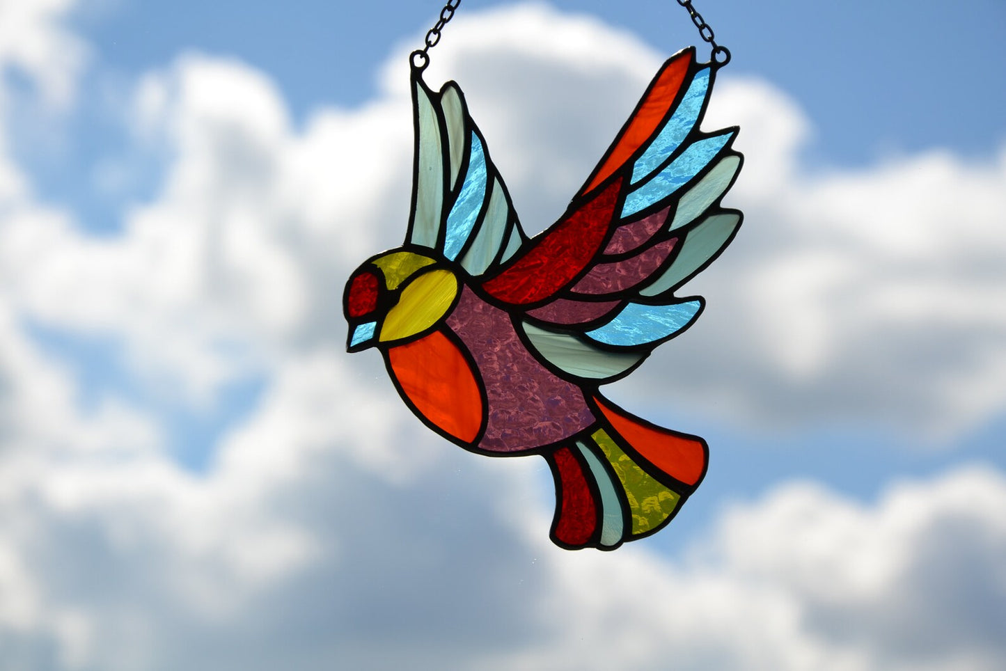 Set of 3 suncatchers Stained glass birds Stain glass composition Window hanging stain glass sun catchers Gift kit Stained glass panel