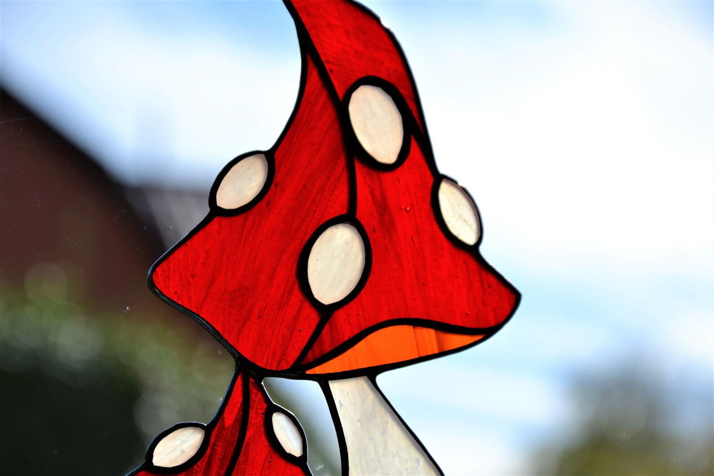 Stained glass suncatcher Glass mushroom Stain glass window hanging Forest plants Wall decor Friendly gift Kitchen decor Garden hanging