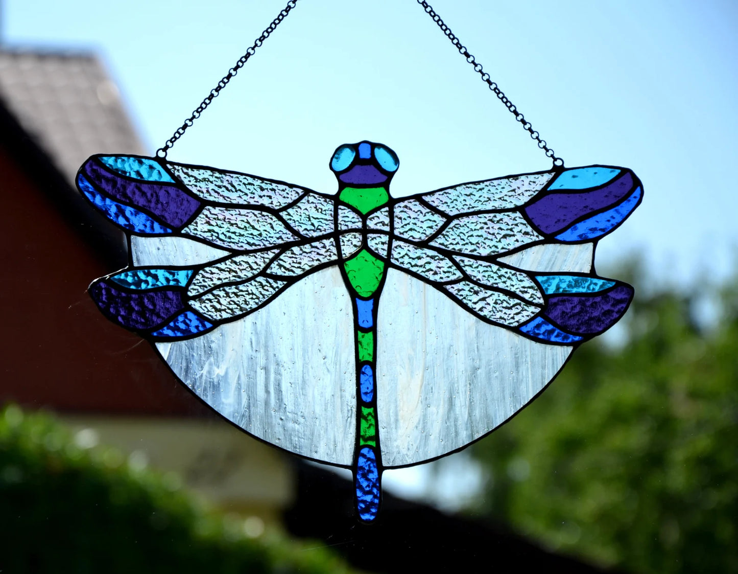 Stained glass suncatcher Dragonfly window hanging Stained-glass home Mother's day gift decor Glass window pendant