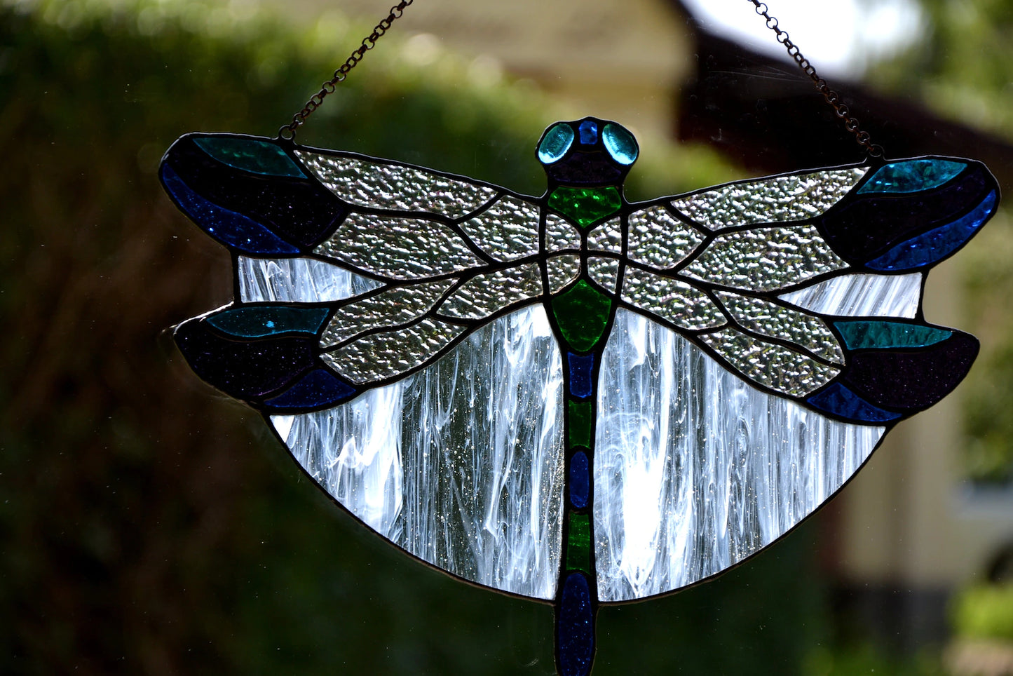 Stained glass suncatcher Dragonfly window hanging Stained-glass home Mother's day gift decor Glass window pendant