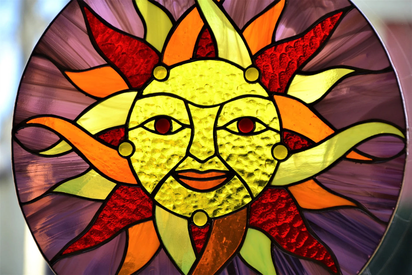 Stained glass window hanging Celtic sun suncatcher Wall decor Birthday gift Folk pattern Stain glass window pendant Glass sun