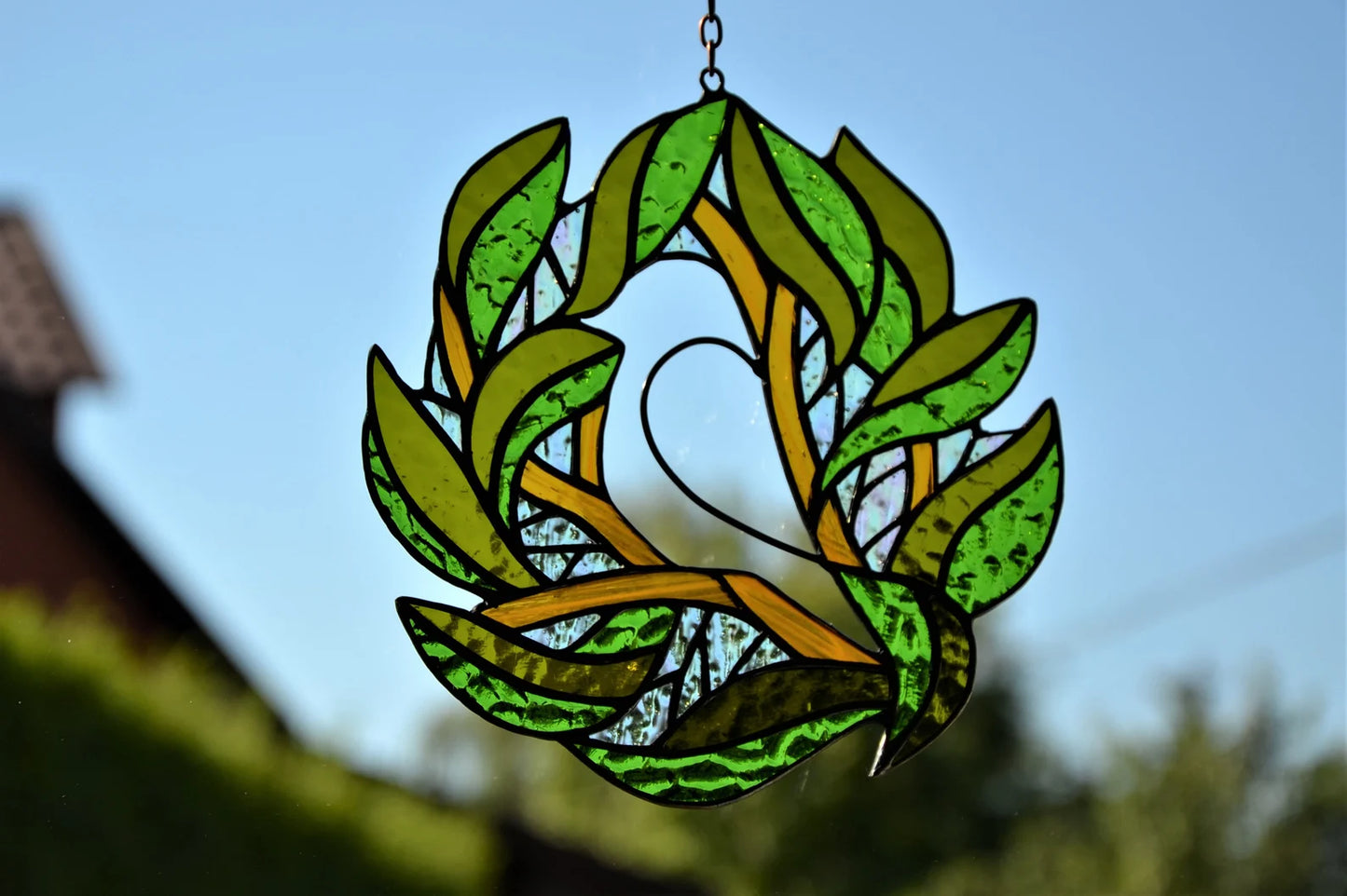 Stain glass suncatcher Transparent bird Window hanging sun catcher Stained glass panel Wall decor Carden decoration Gift for friend