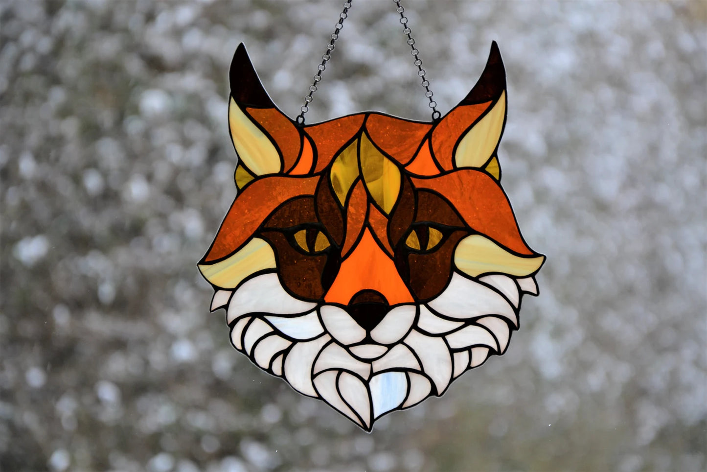 Stain glass suncatcher Fox Stained glass window hanging Glass animals Art decor Mother's day gift Wall decor Window pendant Christmas gift