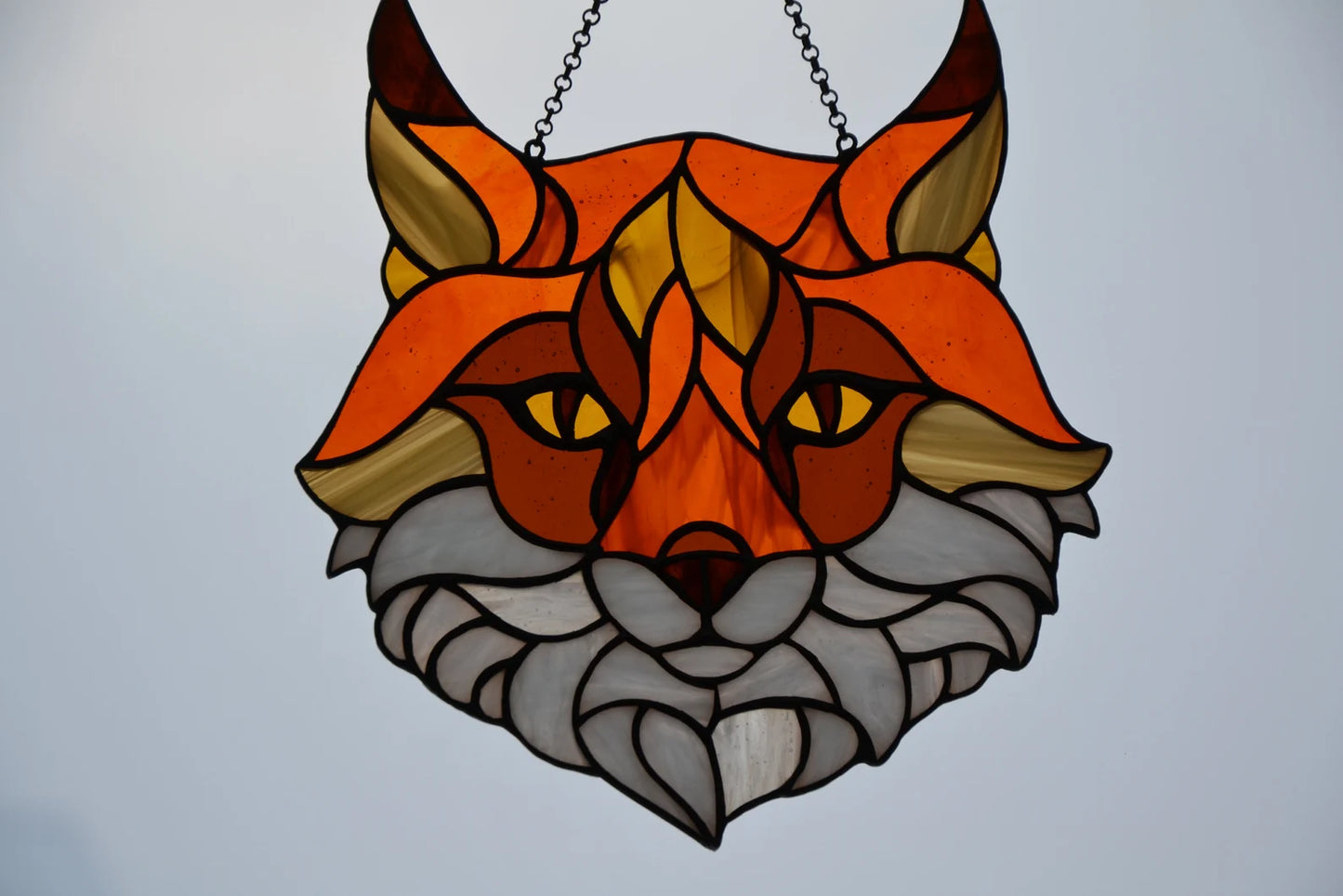 Stain glass suncatcher Fox Stained glass window hanging Glass animals Art decor Mother's day gift Wall decor Window pendant Christmas gift