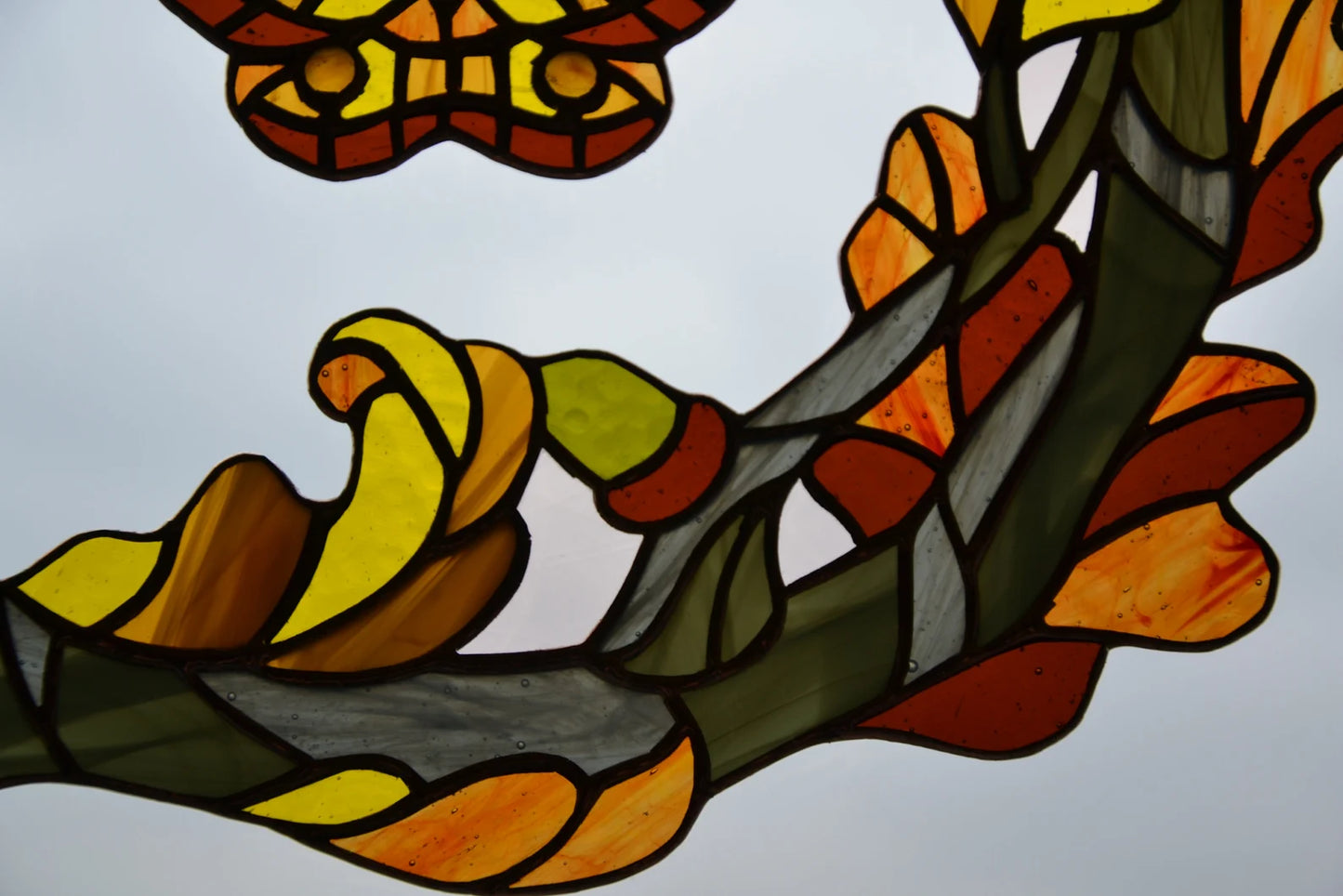 Stained glass window hanging Fall wreath Glass butterfly Living room decor Christmas gift Wall decor Stain glass pendant Garden glass art