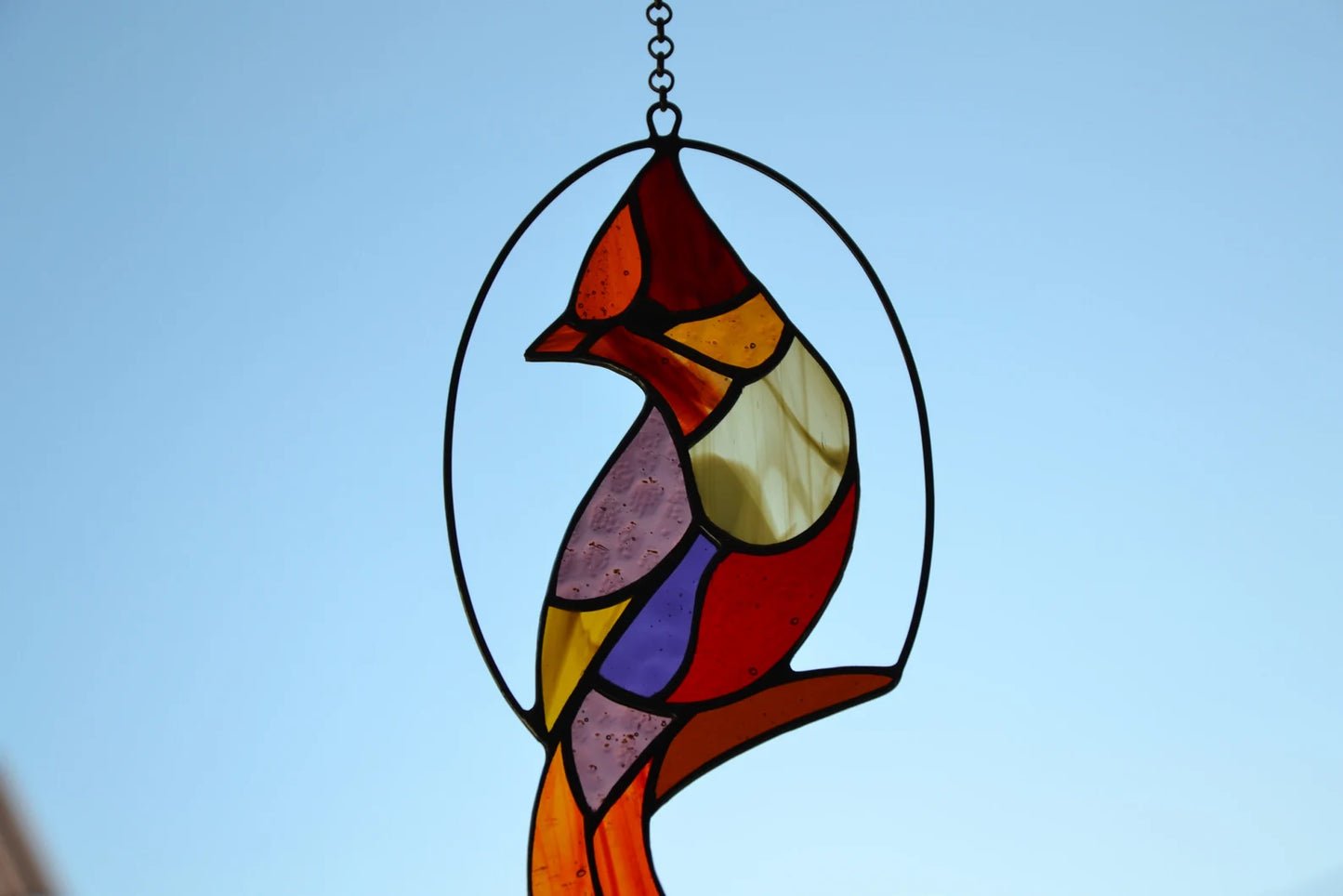 Stained glass suncatcher Bird stain glass gift Window hanging panel Tiffany style glass Garden decor Wall hanging Stain glass pendant