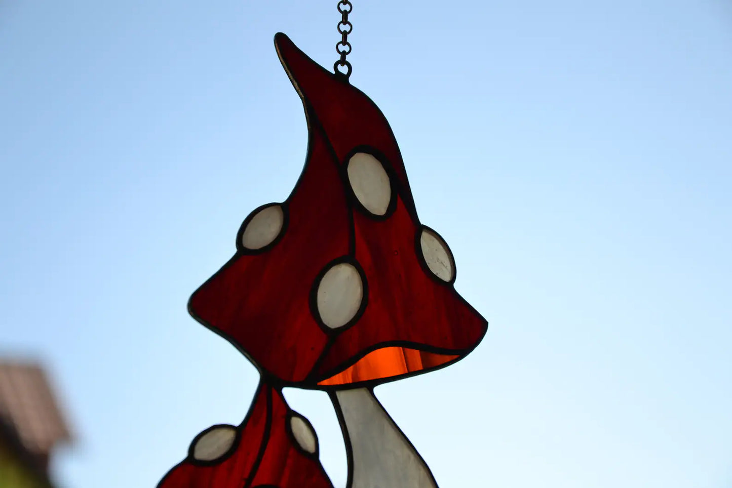 Stained glass suncatcher Glass mushroom Stain glass window hanging Forest plants Wall decor Friendly gift Kitchen decor Garden hanging