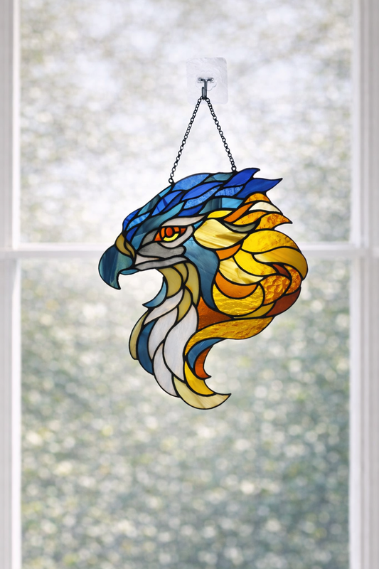 Stained Glass Eagle Suncatcher – Powerful Bird Window Hanging Decor