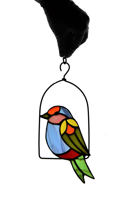 Stained glass suncatcher Pretty bird Window hanging bird Glass decor gift Stain glass bird Suncatcher Wall decor Garden pendant