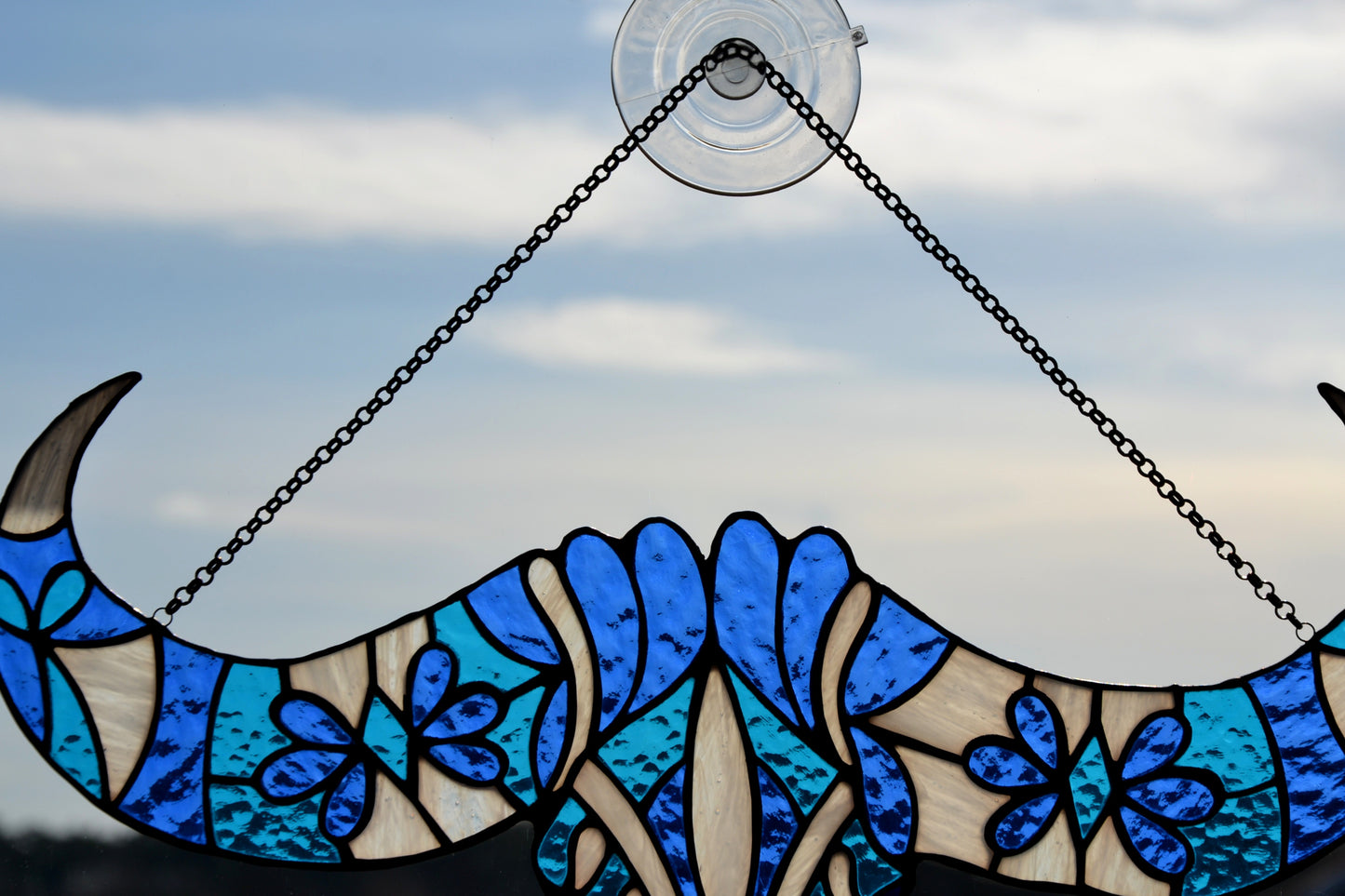 Stained glass suncatcher Window hanging Bull skull Folk art Garden decor Mother's day gift