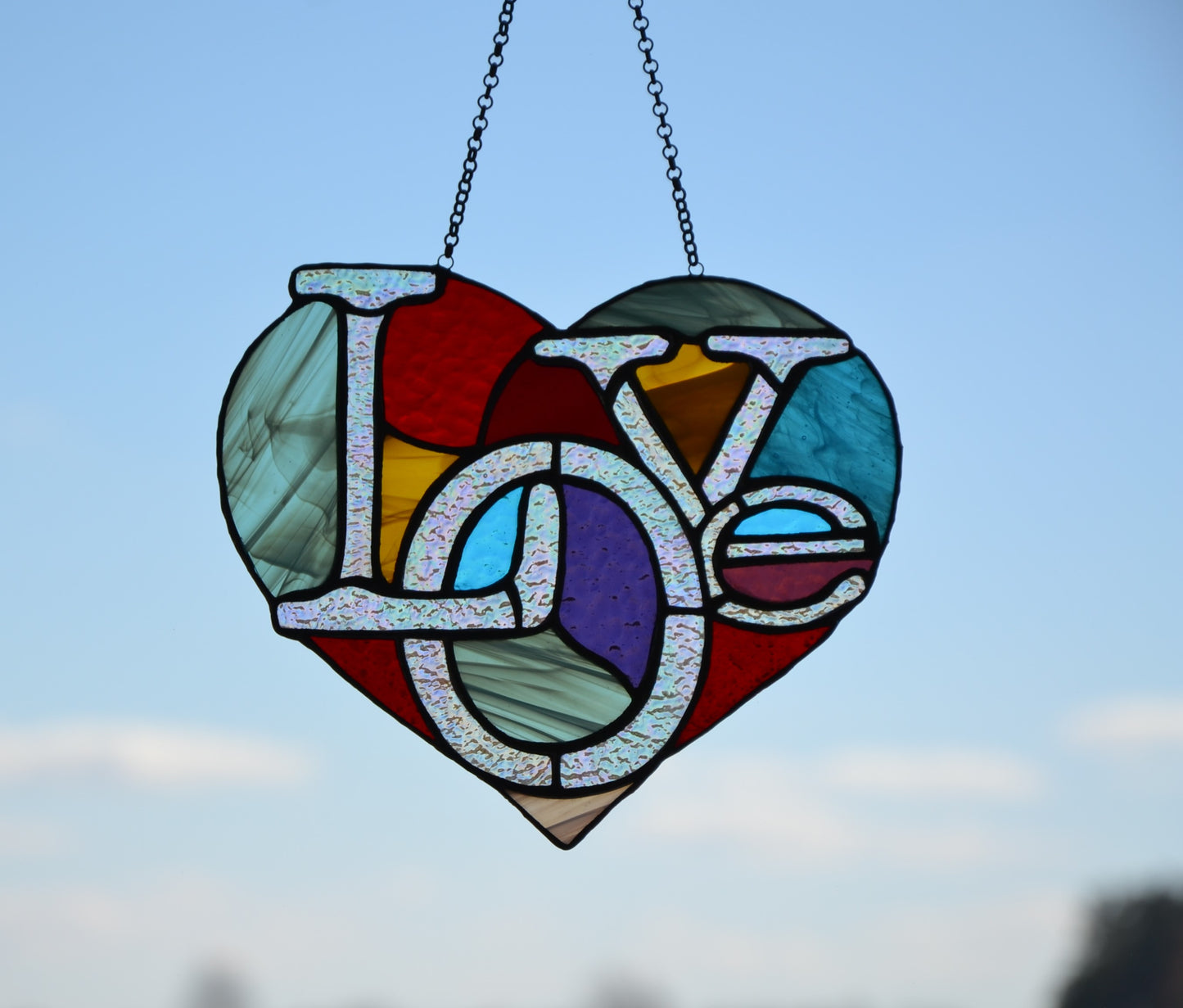 Heart suncatcher Stained glass window hanging Glass garden decor Love suncatcher Mother's day gift Christmas gift Friendly gift Custom glass