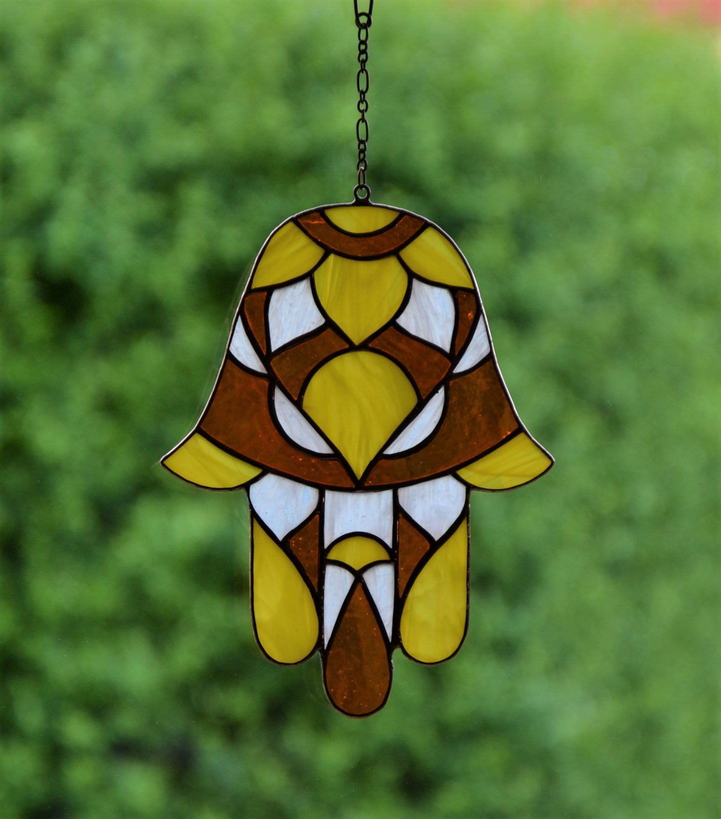 Hamsa suncatcher Miriam's hand Stained glass window hanging Protectiv amulet Fatima's hand Mother's day gift