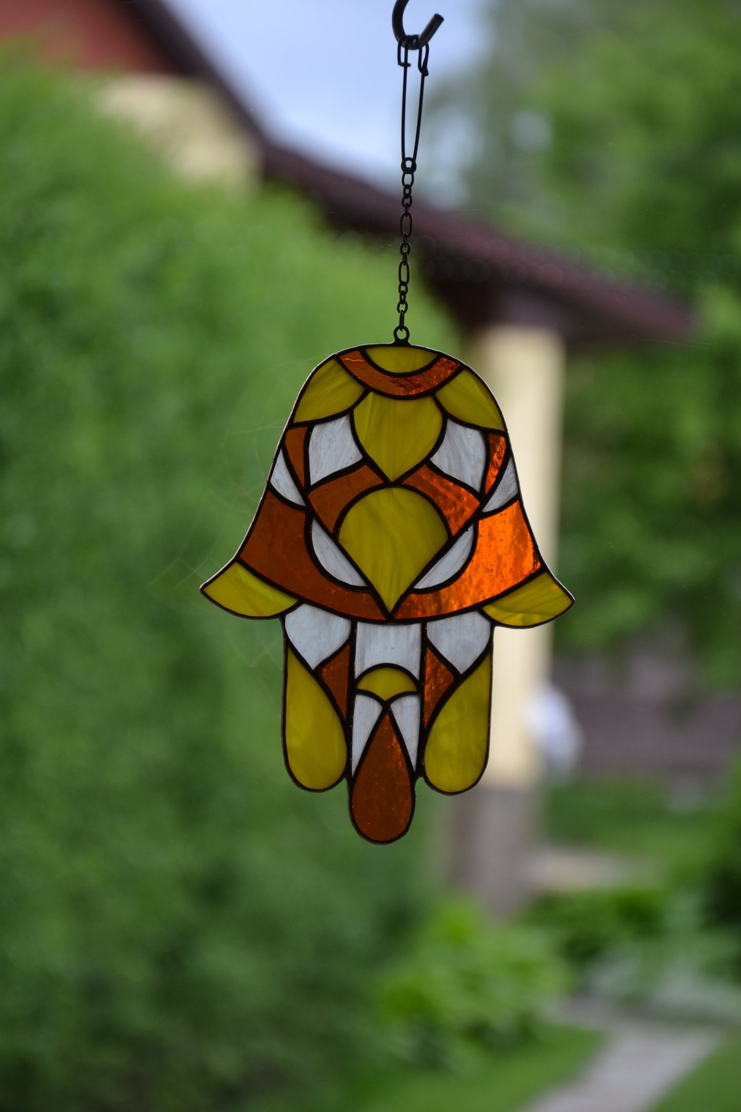 Hamsa suncatcher Miriam's hand Stained glass window hanging Protectiv amulet Fatima's hand Mother's day gift