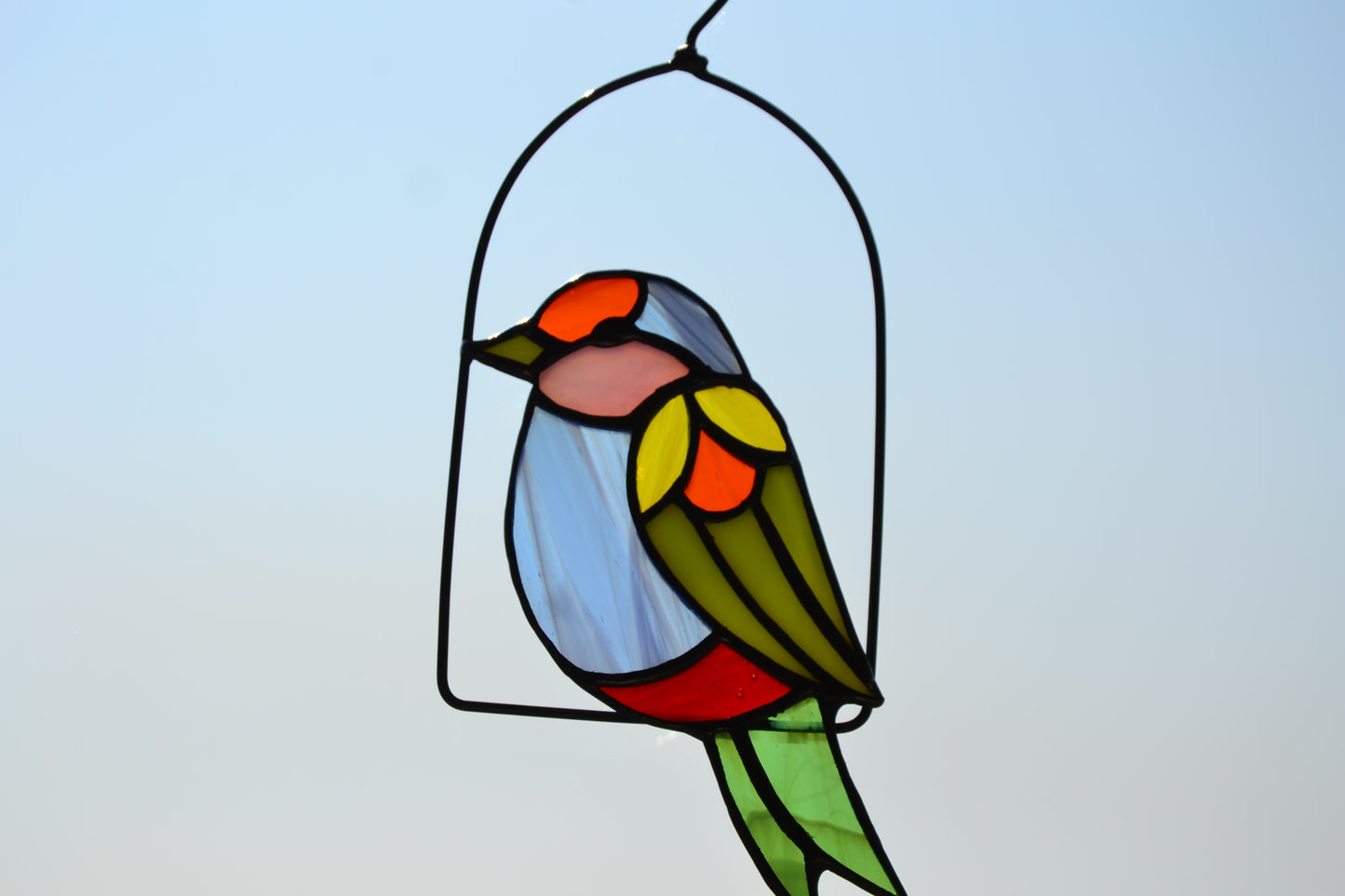 Stained glass suncatcher Pretty bird Window hanging bird Glass decor gift Stain glass bird Suncatcher Wall decor Garden pendant