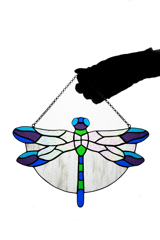 Stained glass suncatcher Dragonfly window hanging Stained-glass home Mother's day gift decor Glass window pendant